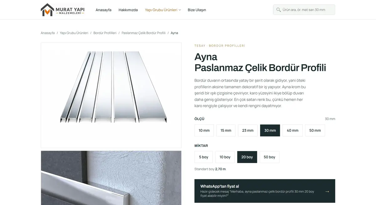 Murat Yapı Malzemeleri · Ürün Kataloğu Sitesi - görsel 1