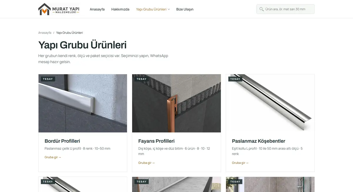 Murat Yapı Malzemeleri · Ürün Kataloğu Sitesi - görsel 2